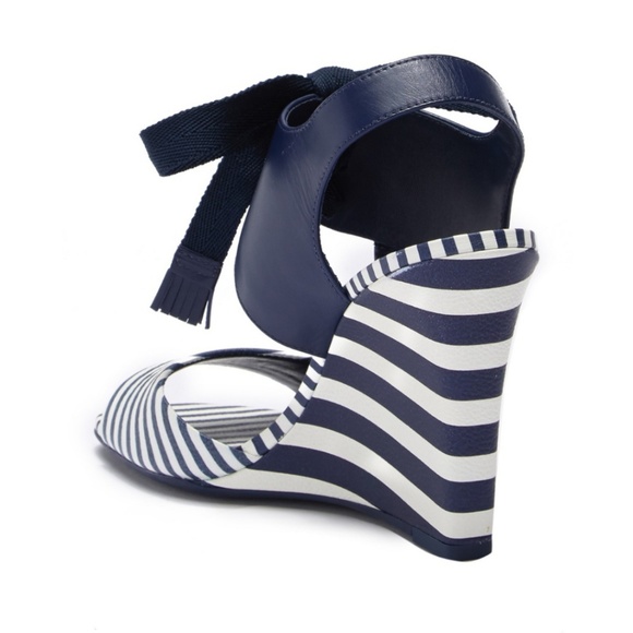•TORY BURCH• Maritime Stripe Wedge Heel Shoes - Picture 4 of 5